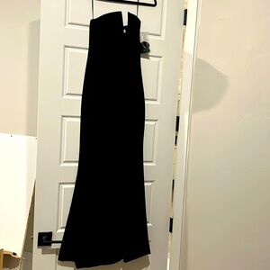Dress the population black strapless long dress.